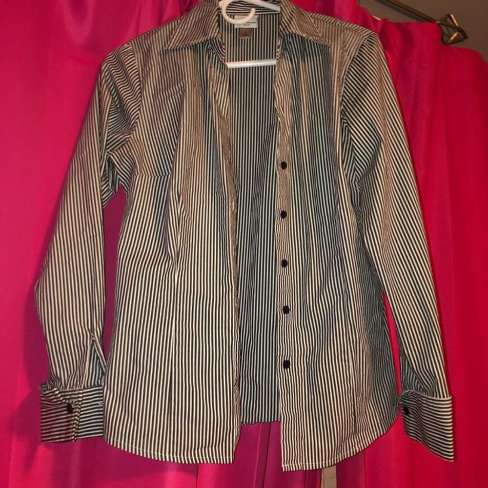 Gray And White Striped Dress Shirt